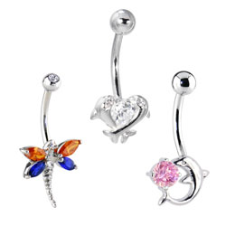white gold belly button ring