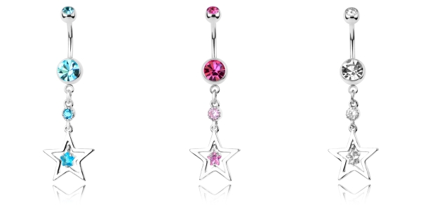 Hollow Star belly button rings